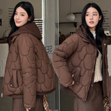 Station Light And Short Down Cotton Clothes Female Hooded Splicing Fake Two Cotton-Padded Clothes Winter Fashion Warm Small Coat-Outfit
