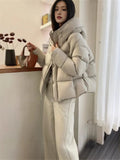 Merard Coffee Color Short Small Hooded Down Jacket Women's Winter 2024 New White Duck Velvet Thick Coat-Outfit