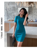 Zingj New Korean Version Round Neck, Short Sleeves, Sexy Slim, Buttocks, Skinny, Medium And Long Knitted