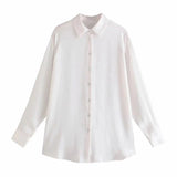 Zingj Satin Shirt Single Breasted Street Hipster Long Sleeve Solid Color