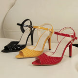 Summer Sexy Snake Pattern Heeled Fish Mouth Sandals High Heel Sandals