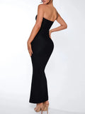 Black One Shoulder Slit Design Maxi Dress- Outfit