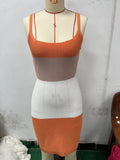 Zingj Summer New Sling Stripe Color Back Strap Knit Wool Dress Woman-Outfit