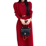 Zingj Year Red Knit Soft Waxy Sweater Dress Children Autumn And Winter 2024 New Coat With A Long