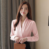 Artificial Silk Blouses Women Wear to Work Chiffon Shirts Plus Size Femme Blusas White Red Black Pink Ladies Satin