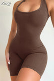 Sexy Women Sleeveless Romper Jumpsuits Slim Bodysuit Sports Short Pants Clubwear Backless Biker Shorts Playsuits
