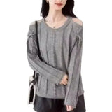 Dongmen Design Sense Minority Open-Shoulder Sweater Women's 2024 Autumn And Winter New High-End Relaxed Lazy Long-Sleeved