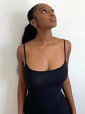 Summer Simple Satin Slip Maxi Dress Women Sleeveless Backless Slim Party Y2K Concise Camisole Dress Female