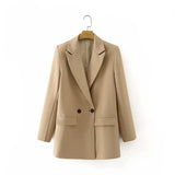 New Pure Color Double-Breasted Loose Casual Suit Jacket In