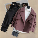 Zingj Temperament Wear A Fried Street Suit Female 2024 Autumn Winter Stylish Show Skinny Jeans Short Woolen Coat Three-Piece Set-Outfit