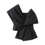 Autumn Style Bowtie Asymmetrical Collar Slim Blouse