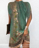 Zingj New Women's Elegant Watercolor Flower Mini Dress ODS3904