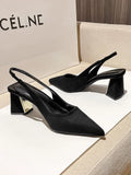 Zingj Show Thin Suede High Heel Single Shoes Female Temperament 2023 New Spring And Summer Thick Heel Simple After Empty Head