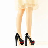 Onlymaker Women's Heels Platform Round Toe Chunky High Heels Office Party Wedding Slip On Block Pumps PLUS Size
