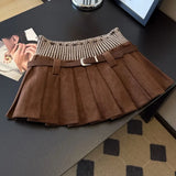 Temperament Sweet Babes Lace Folded Short Skirt Women's Summer Design With Thin Belt Seat Pants Cake A
