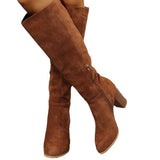 Autumn And Winter New National Wind Large-Size Long-Trace Knight Boots Side Zipper Coarse And High-Heeling Sleeve Fashion Boots