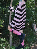 Distressed Stripe Longline Sweater- Outfit