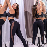 Mesh Breathable Stitching Cropped High Waist Slim
