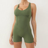 Zingj Shoulder Strap Bare Back Fitness Yoga Jumpsuit Sleeveless Hollow Back V-Waist Tight Fitness Pants- Outfit