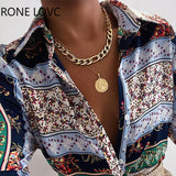 Women Chic Elegant Long Sleeves All Over Print Turn Down Collar Women Blouse