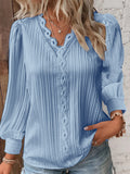 Zingj Wise Style Autumn Long Sleeve V Collar Lace Splicing
