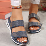 Zingj New Summer Ladies' Thick-Soled Slippers Water Drill With Air Cushion Slope Heel Large Size