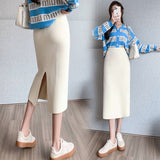 Zingj Skirt Female Autumn Winter High Waist Long Small Slit Wool Wrapped Hip Black One-Step Long Skirt