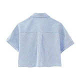 Women's Wear New Striped Poplin Short Shirt