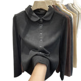 De-Velvet Shirt Bottomed Women 2025 Autumn And Winter Exquisite Collared Temperament Fashion Warm Inside The
