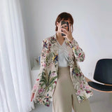 New Skinny Flower Printing Double-Breasted Suit Jacket In The Autumn Of