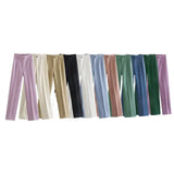 New Straight High-Rise Thin Solid-Colored Slacks