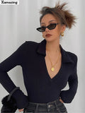 Women V-neck Long Sleeve Skinny T-Shirt Female Sexy Top Autumn Winter Casual Slim Ladies Tees