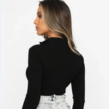Zingj Women's Fall / Winter New Ins Wind Long-Sleeved T-Shirt Standing Collar Slim Jumptop With Body Bottom