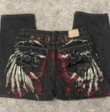 Zingj Straight Jeans For Men Retro Hip-Hop Goth Street Clothing Harajuku Men's Casual Pants 211-1-Outfit