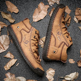 Zingj New Velvet Men's Shoes, High-Top Outdoor Men's Casual Shoes, Large Size Fine Belt Leather Shoes, Handmade Father