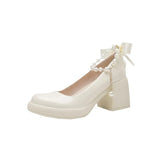 Zingj Heels Women 2024 New Pearl French Thick With Non-Slip White Mary Jane Gentle Wind Shallow Single Shoes