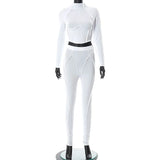 Women Long Sleeve Patchwork Crop Tops Long Pants Two Piece Set Tracksuit 2022 Spring Autumn Clothes Wholesale