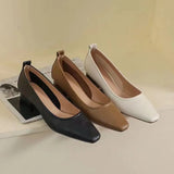 Zingj Spring And Summer New Style Small Heels Simple Ladylike Soft Leather Non-Sharpening Tiptoe Single Shoes Short