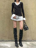 Turtleneck Mock Two Piece Long Sleeve Knit