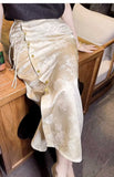 Cheongsam Elemental Skirt Is Very Good-Looking, The White Retro Skirt Is High-Waisted And Thin, With The Buttocks Buckled And The