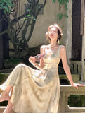 Midi Dresses for Women 2023 Summer New Korean Elegant Satin Vestido Wedding Evening Party Prom Clothes Female Dress