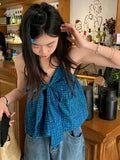 Camis Women M-4XL Girlish Crop Tops Bow Sweet Casual Summer All-match Chic Sleeveless Korean Style Tender Fashion