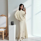 And Winter 2025 New Hot One-Step Skirt Sweater Set Women's Collar Knitted Top + Left Hip Skirts