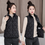 Cotton Vest Female Short Standing Collar Diamond Ge Qiu Dong New Korean Cotton Vest Cotton Vest Coat Fashion Cotton Horse Clip-Outfit