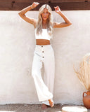 High Waist Loose Long Cotton Linen Wide Leg
