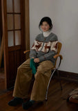 Reindeer Print Knitted Cardigan- Outfit