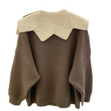 Zingj Collar Bump Color Sweater Coat Female Autumn Winter New Style Languid Lazy Wind Design Sense Knit Cardigan Jacket