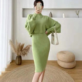 Zingj Women's Sweater Two-Piece Skirt Autumn Dress 2024 New Autumn Women's Autumn And Winter Fashion Professional Suit Women Spring And Autumn-Outfit