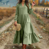 Elegant Professional Buttons Spring And Autumn Long-Sleeved Dress