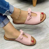 Large-Size Women's Shoes New Summer Bow Hollow Lady Cool Slippers Bow Sandals